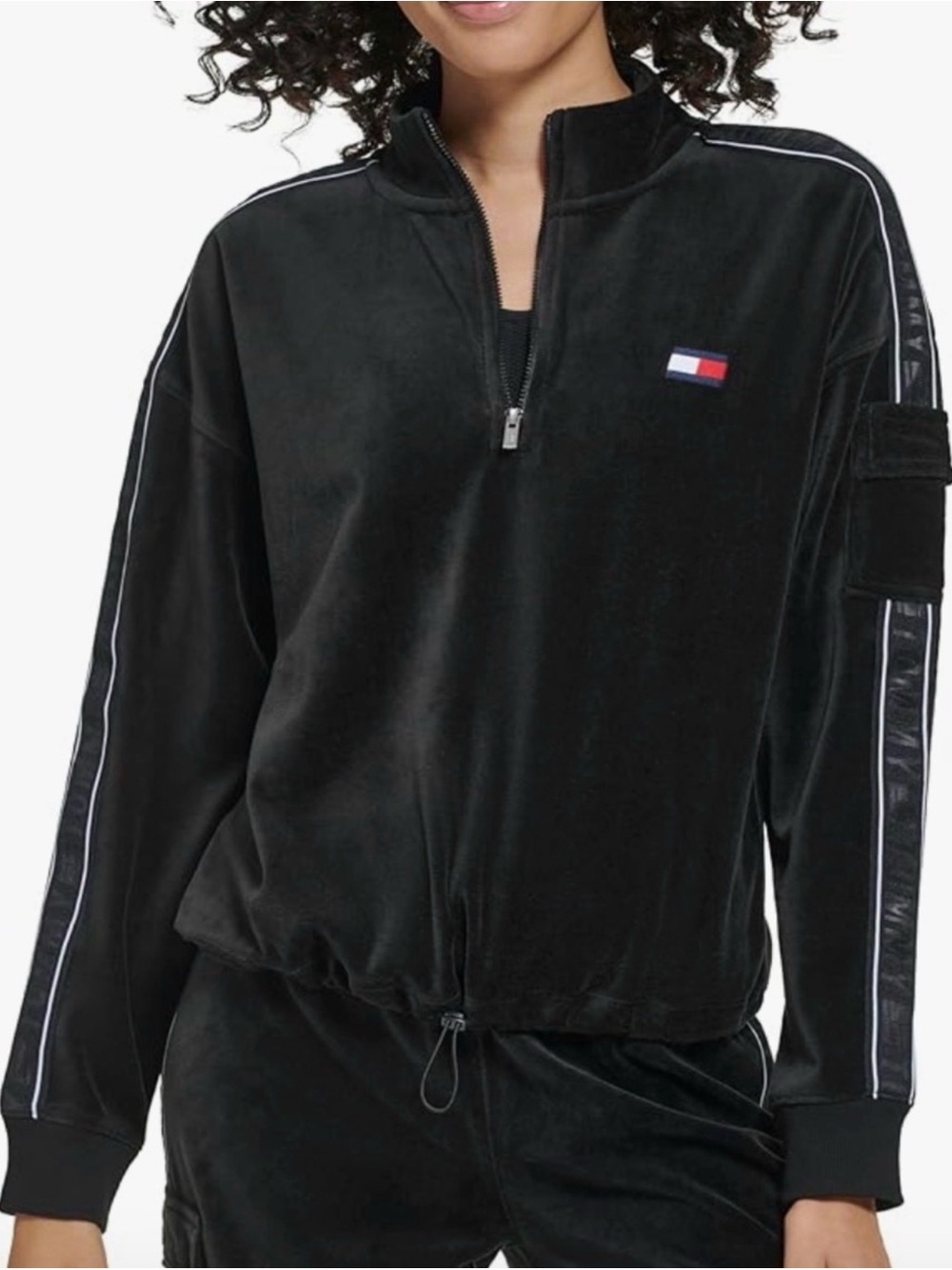 Tommy Hilfiger Sport Velour Quarter-Zip Pullover - Size L
